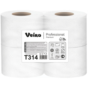 Бумага туалетная "Veiro Professional Premium" T314  (4 рул.) 2х.сл. белая
